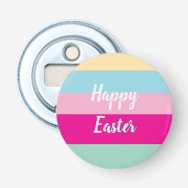 Happy Easter Kleurrijke Strepen Patroon Button Flesopener