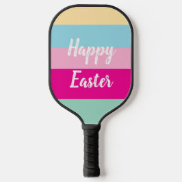 Happy Easter Kleurrijke Strepen Patroon Pickleball Paddle