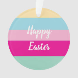 Happy Easter Kleurrijke Strepen Patroon Sierkussen Ornament