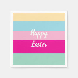 Happy Easter Kleurrijke Strepen Patroon Sierkussen Servet