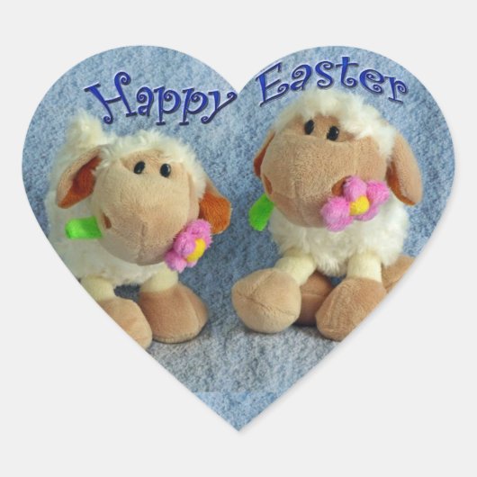 Happy Easter Lambs Hart Sticker (Voorkant)