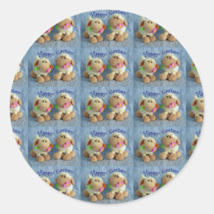 Happy Easter Lambs Ronde Sticker