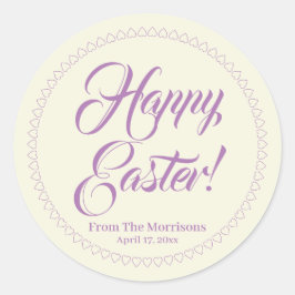 Happy Easter lavender-crème brengt aangepast scrip Ronde Sticker