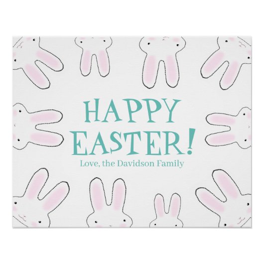 Happy Easter leuke bunny bunnies aangepaste tekst Perfect Poster (Voorkant)