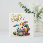 Happy Easter leuke bunny schilder Holiday Kaart (Staand voorkant)