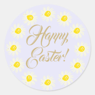 Happy Easter lila script schattig dagelijks bloem  Ronde Sticker