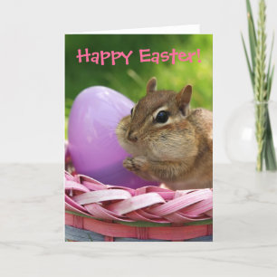 Happy Easter Little Chipmunk Feestdagen Kaart