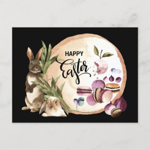 Happy Easter Macaroons Bunnies met lentevruchten Feestdagenkaart