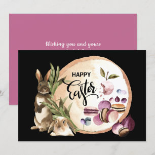 Happy Easter Macaroons Bunnies met lentevruchten Feestdagenkaart