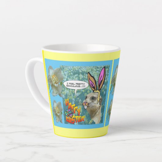 Happy Easter Meerkat Daffodils Design Latte Mok (Linkerhoek)