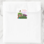Happy Easter met Bunny Rabbit Holiday Vierkante Sticker (Tas)