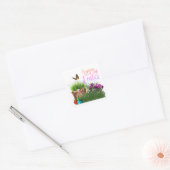 Happy Easter met Bunny Rabbit Holiday Vierkante Sticker (Envelop)