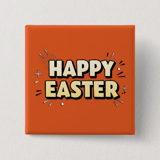 Happy Easter Modern Terracotta Typographic Pin Vierkante Button 5,1 Cm