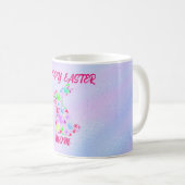 "HAPPY EASTER "MOM" MUG AVEC RABBIT FLEURI. (Devant droit)