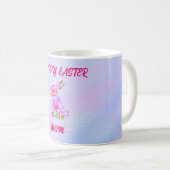"HAPPY EASTER "MOM" MUG AVEC RABBIT FLEURI. (Devant droit)