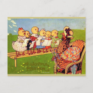 HAPPY EASTER MOTHER HEN WITH SINGING CHICKS FEESTDAGENKAART