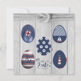 Happy Easter Nautical Threated Coastal Boating Feestdagenkaart
