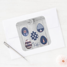 Happy Easter Nautical Threated Coastal Boating Vierkante Sticker