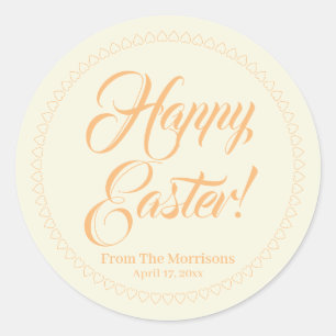 Happy Easter oranje crème maakt aangepaste scripts Ronde Sticker