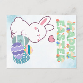 Happy Easter / Ostern bunny with eggs Feestdagenkaart