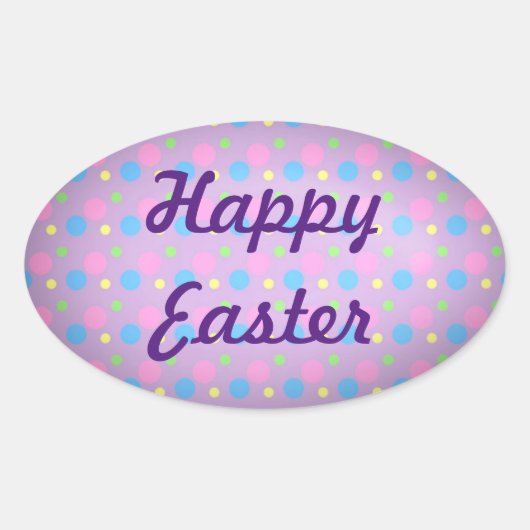 Happy Easter Ovale Sticker (Voorkant)