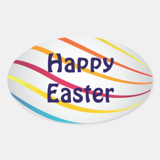 Happy Easter Ovale Sticker (Voorkant)