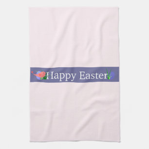Happy Easter Paarse Banner Keuken Handdoek
