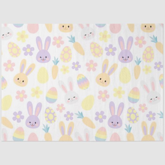 Happy Easter Paarse konijn Tissuepapier (Voorkant)