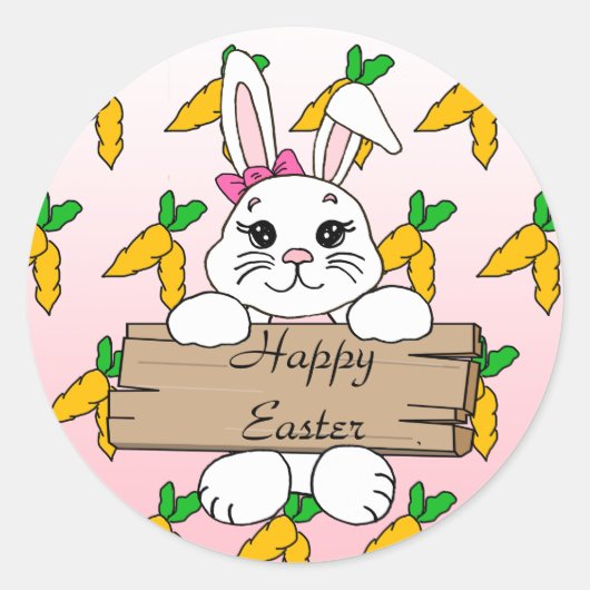 Happy Easter, paasbunny-Button Ronde Sticker (Voorkant)