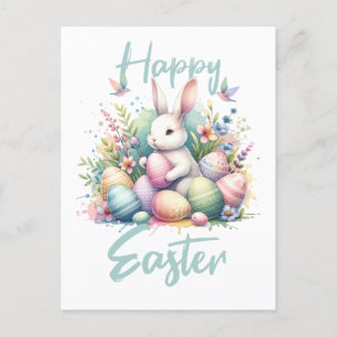 Happy Easter pastel Easter Bunny Egg waterverf Feestdagenkaart