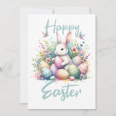Happy Easter pastel Easter Bunny Egg waterverf Feestdagenkaart (Voorkant)