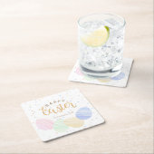 Happy Easter Pastel Eggs Onderzetter – Custom Squa (Insitu)