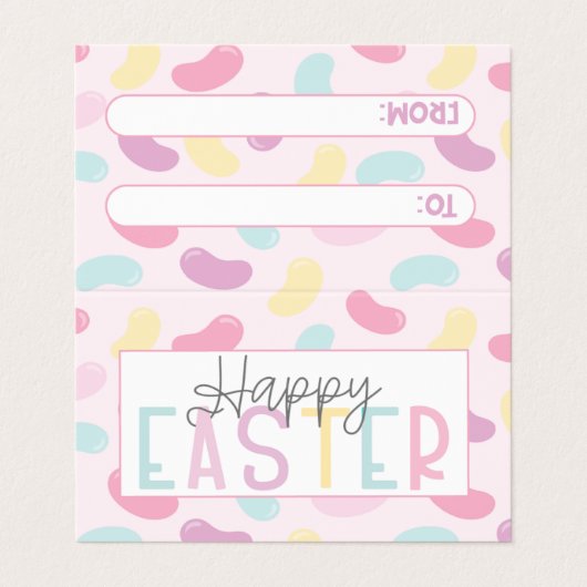 Happy Easter Pastel Jelly Beans Tas Topper Visitekaartjes (Buitenkant ongevouwen)