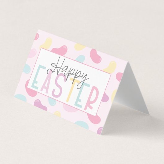 Happy Easter Pastel Jelly Beans Tas Topper Visitekaartjes (Voorkant)