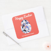 Happy Easter Patterned Egg Red Vierkante Sticker (Envelop)
