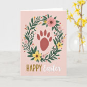 Happy Easter Paw Print Card Kaart (Gele Bloem)