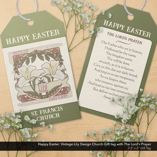 Happy Easter: Peace 7 Hope  Lily Church Cadeaulabel
