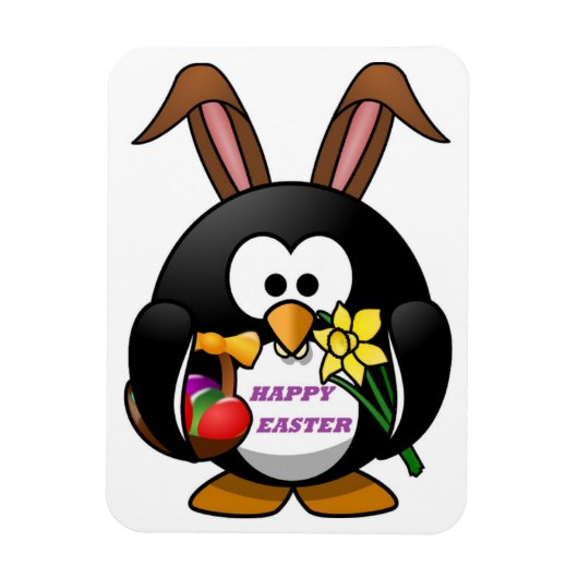 "HAPPY EASTER" PENGUIN BUNNY MAGNEET (Verticaal)