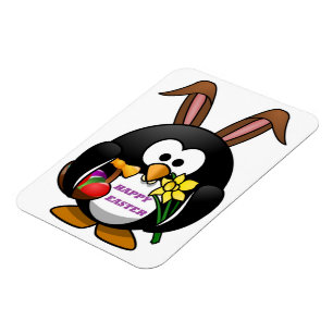 "HAPPY EASTER" PENGUIN BUNNY MAGNEET
