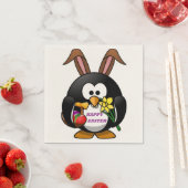"HAPPY EASTER" PENGUIN BUNNY SERVETTEN (Insitu)