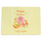 Happy Easter Pink Bunny Groot Cadeauzakje (Voorkant)