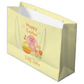 Happy Easter Pink Bunny Groot Cadeauzakje (Voorkant Gekanteld)