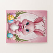 Happy Easter Pink Bunny Legpuzzel (Horizontaal)