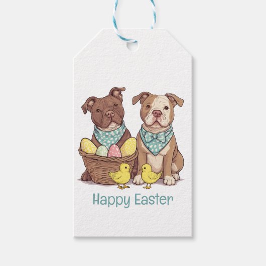 Happy Easter Pit Bull Dogs Cadeaulabel (Voorkant)