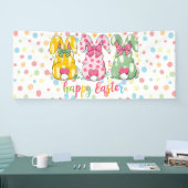 Happy Easter Polka Dot Easter Bunnies Spandoek (Beurs)