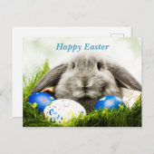 Happy Easter Rabbit Aankondigingskaart (Voorkant / Achterkant)