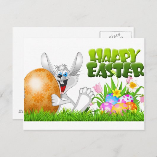 Happy Easter Rabbit Briefkaart (Voorkant / Achterkant)