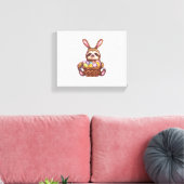 Happy Easter Rabbit Easter Eggs Basket Sloth Pasen Canvas Afdruk (Insitu (Woonkamer))