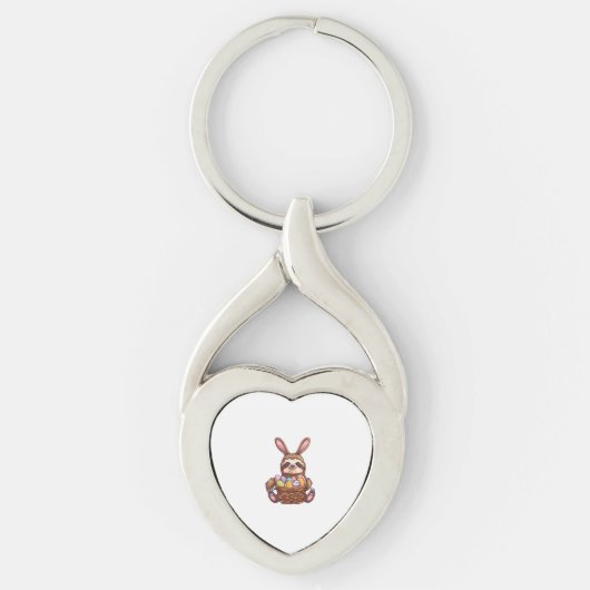Happy Easter Rabbit Easter Eggs Basket Sloth Pasen Sleutelhanger (Voorkant)