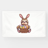 Happy Easter Rabbit Easter Eggs Basket Sloth Pasen Spandoek (Horizontaal)